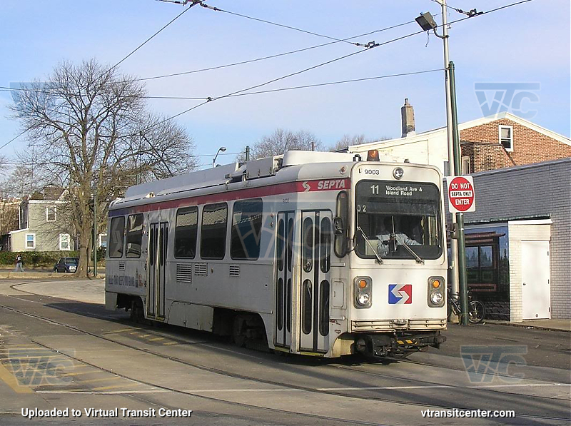 SEPTA Trolley K-Car 9003 on Route 11
Route 11 to Woodland Avenue and Island Avenue
