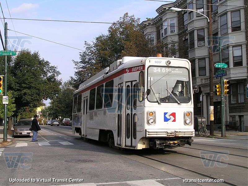 SEPTA Trolley K-Car 9007 on Route 34
Route 34 to 61st via Baltimore
