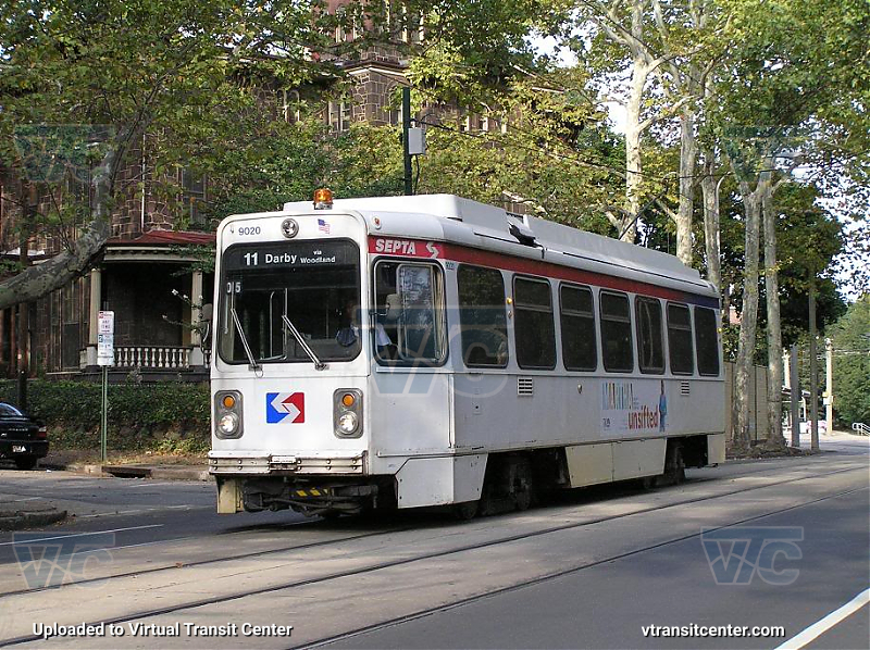 SEPTA Trolley K-Car 9020 on Route 11
Route 11 to Darby via Woodland
