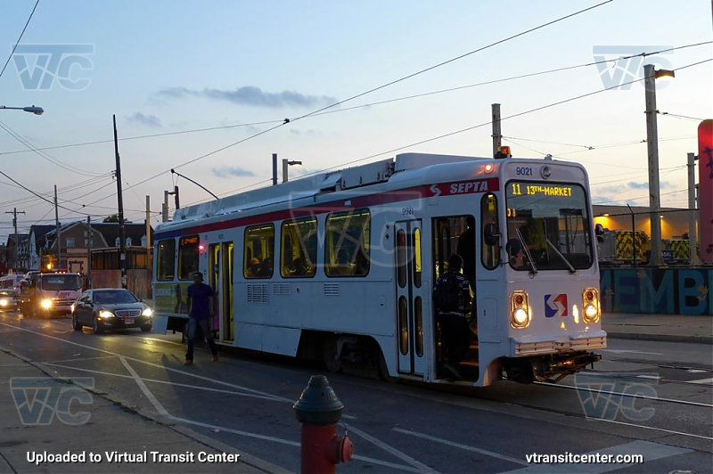 SEPTA Trolley K-Car 9021 on Route 11
Route 11 to 13th-Market
