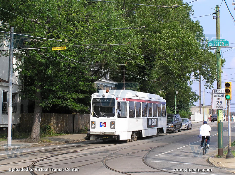 SEPTA Trolley K-Car 9023 on Route 13
Route 34 outbound to 52nd and Baltimore
