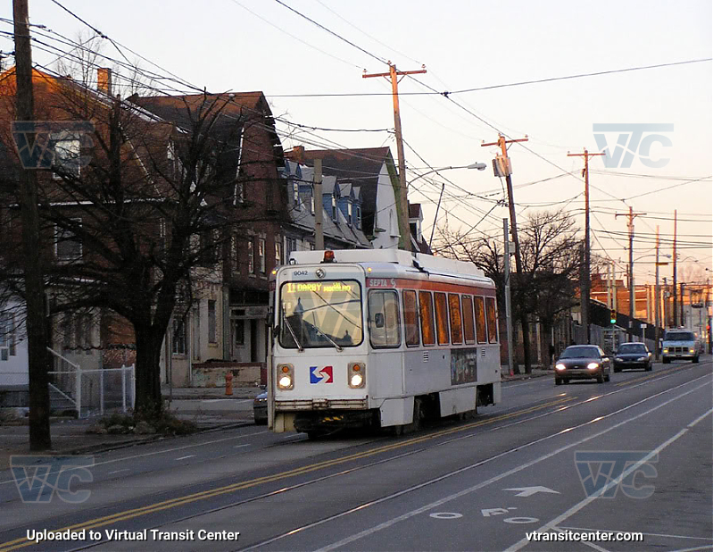 SEPTA Trolley K-Car 9042 on Route 11
Route 11 to Darby via Woodland
