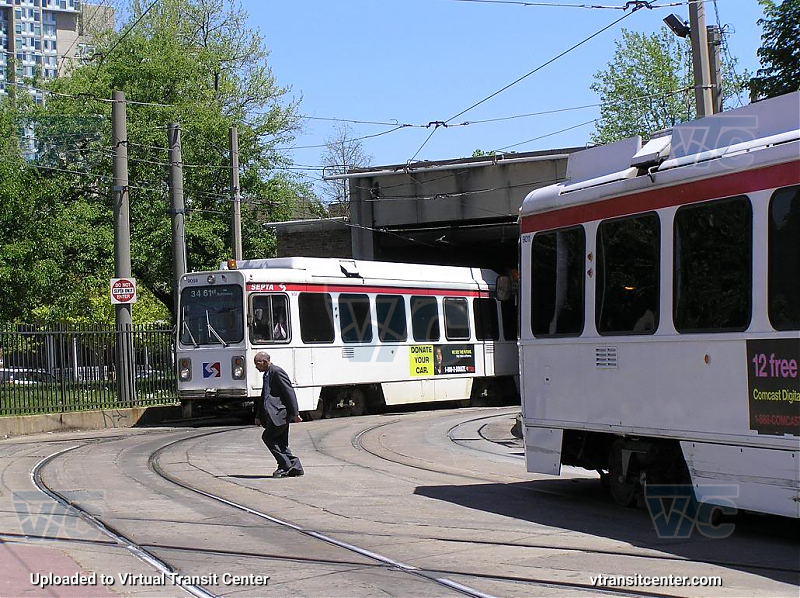 SEPTA Trolley K-Car 9058 on Route 11 and SEPTA Trolley K-Car 9011
Route 34 to 61st via Baltimore
