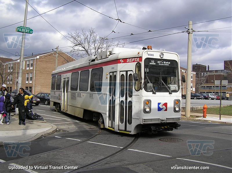 SEPTA Trolley K-Car 9090 on Route 10
Route 10 to 40th and Market, Subway Diversion
