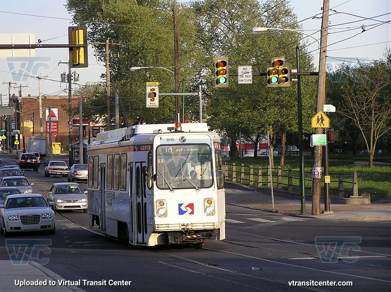 SEPTA Trolley K-Car 9110 on Route 10
Route 10 to 63rd & Malvern

