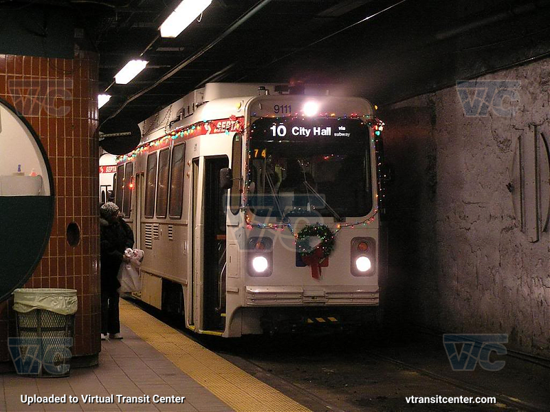 SEPTA Trolley K-Car 9111 on Route 10
Christmas Trolley 2007
