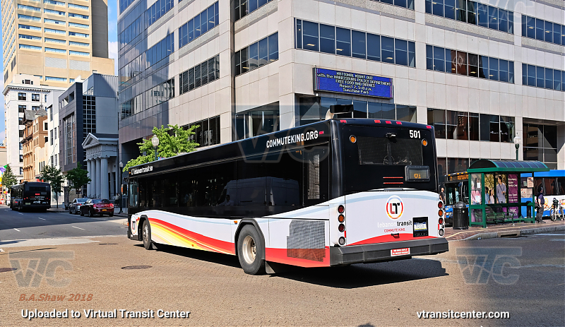 Lebanon Transit 501 on Route 81
Route 81 Harrisburg Express
Rear view

The Commute King Harrisburg Express passes by Market Square
