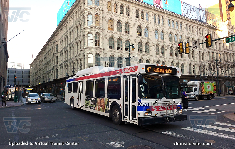 SEPTA 5840H on Route 47
Route 47 to Whitman Plaza
Keywords: SEPTA Bus;DE40LF;1st