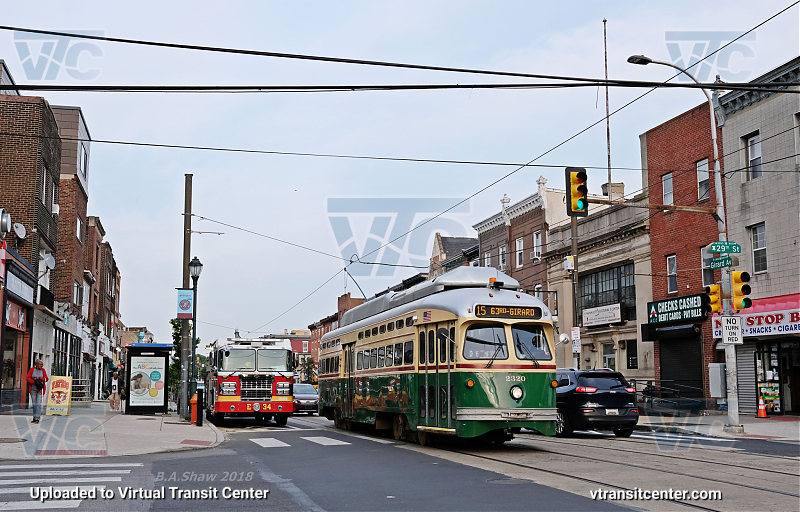 SEPTA Trolley PCC-II 2320 on Route 15
Route 15 to 63rd-Girard
