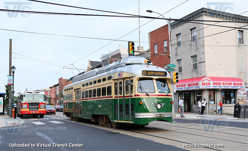 SEPTA Trolley PCC-II 2321 on Route 15
Route 15 to 63rd-GIrard
