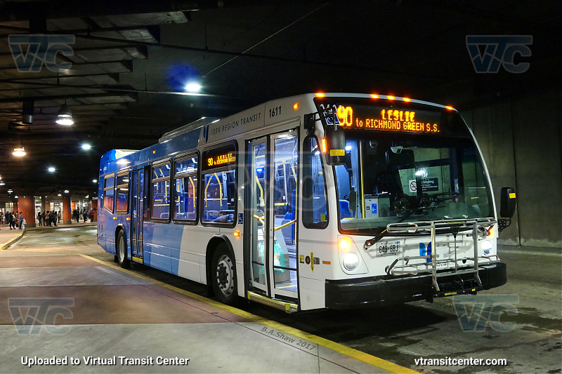 YRT 1611 on Route 90
Route 90 Leslie to Richmond Green S.S.
June 26th 2017
Keywords: YRT;NovaBus LFS