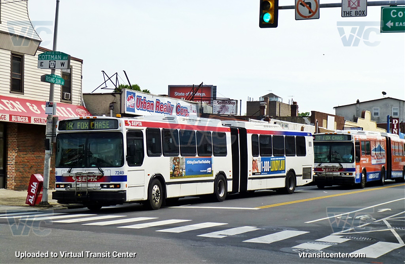 SEPTA 7249 on Route 18
Route 18 to Fox Chase,
Horizon Neoplan in cahse
