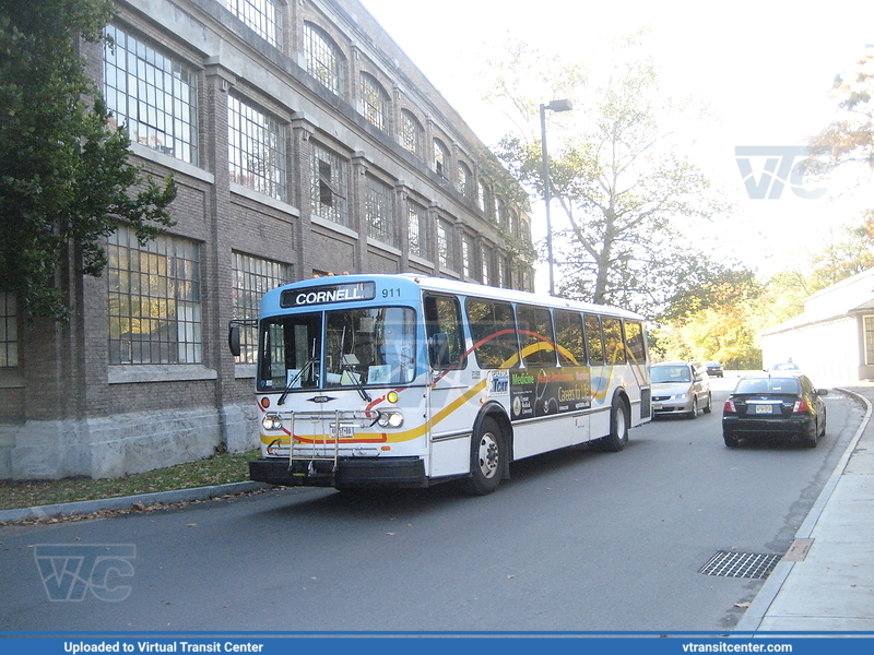 Tompkins Consolidated Area Transit - TCAT 911
A 1991 Orion I (model 1.507)
Cornell University in Ithaca, NY.

October 26, 2008
Keywords: TCAT;OrionI