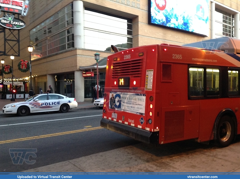 Washington Metropolitan Area Transit Authority 2365
A 2001 New Flyer C40LF on the 74 right next to the Verizon Center (now known as the Capital One Arena).

January 1, 2014
