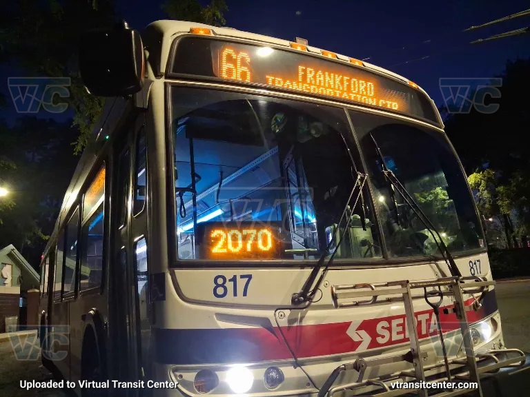 SEPTA 817 on Route 66
Route 66 to Frankford Transit Center
Keywords: SEPTA Bus, New Flyer E40LFR