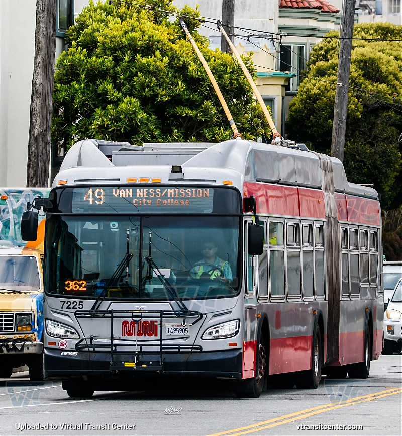 SF MUNI Trolleybus 7225 on Route 49
Route 49 Van Ness/Mission to City College
