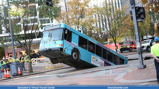 6015 In a Sinkhole
10/28/19 - Sinkhole opened up under a PAT bus during rush hour while stopped at a red light. No one was hurt but the bus was stuck in the hole for about 15 hours. I took this photo
