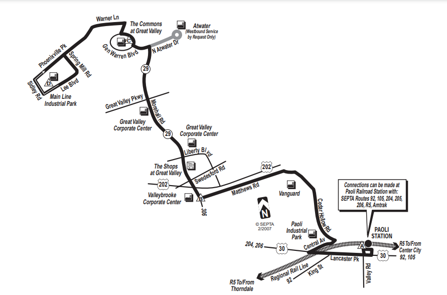 SEPTA Route 205 Map, February 2007