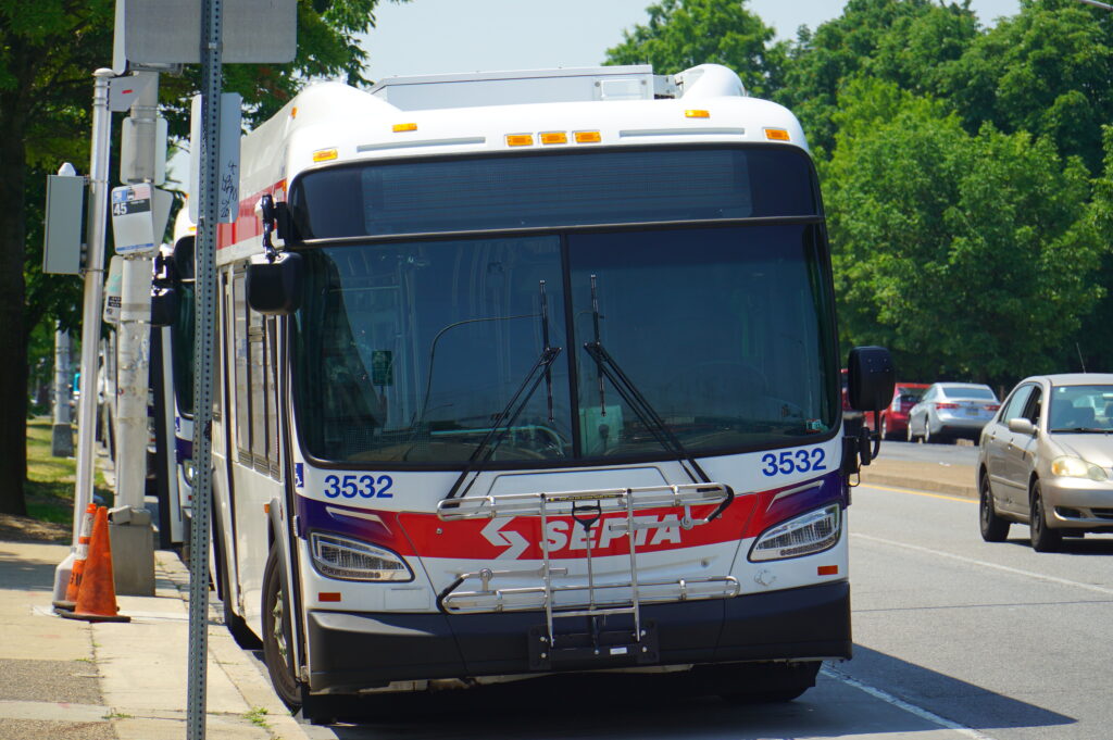 SEPTA 2023 New Flyer XDE40 at Broad Street and Oregon Avenue