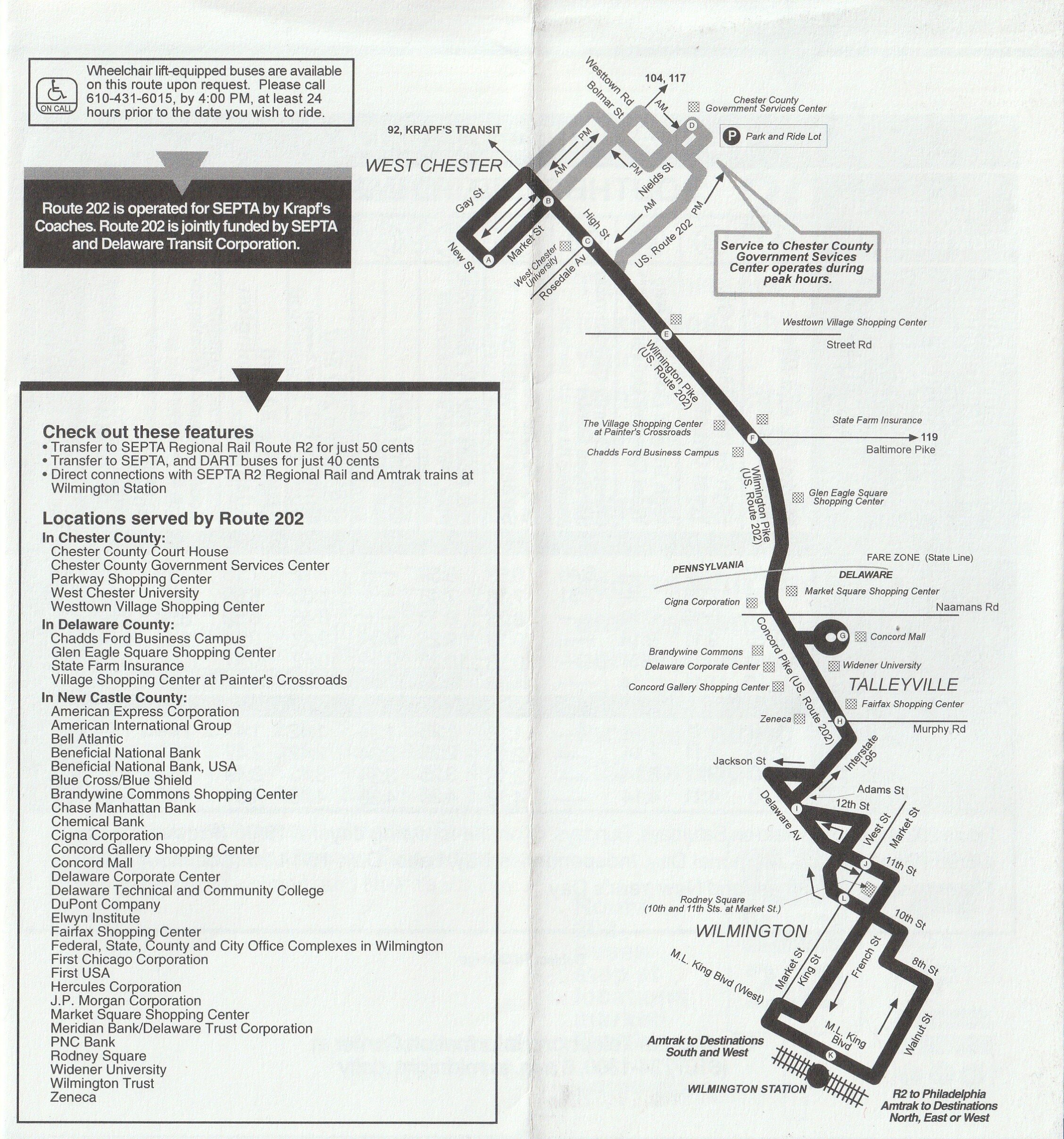 SEPTA Route 202 Map, February 1996