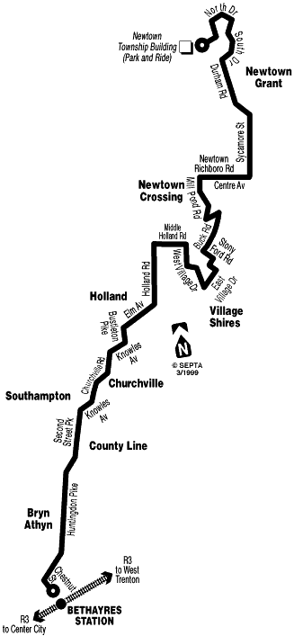 SEPTA Route 301 Map