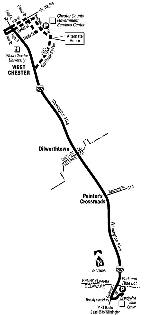 SEPTA Route 202 Map, February 1998
