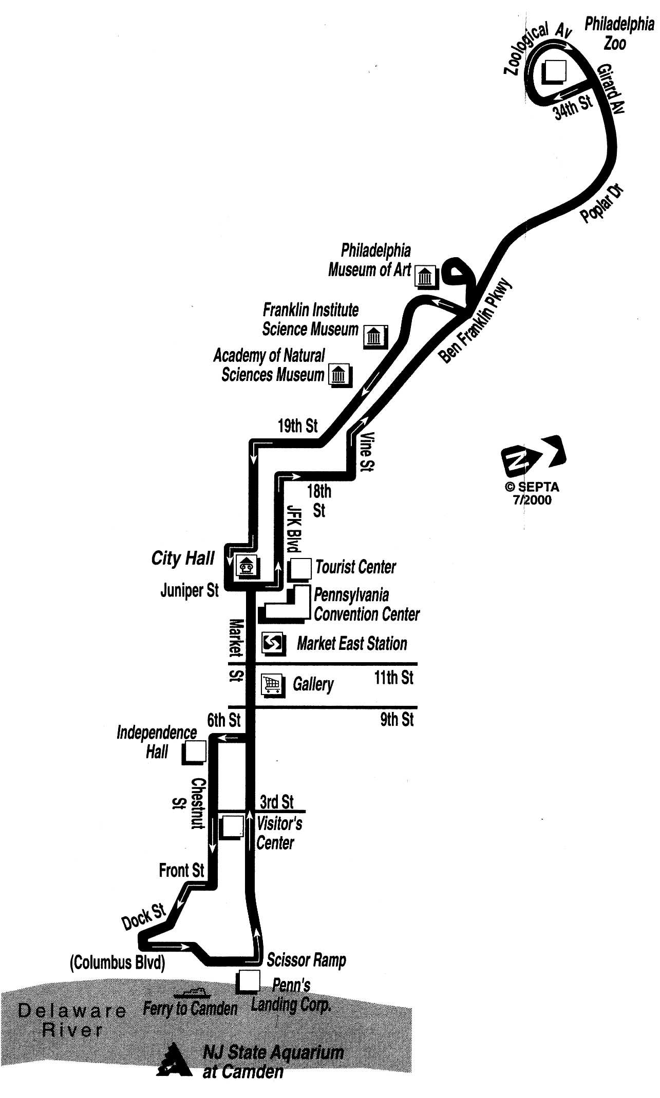 SEPTA Route 76 "Ben Frankline" Map