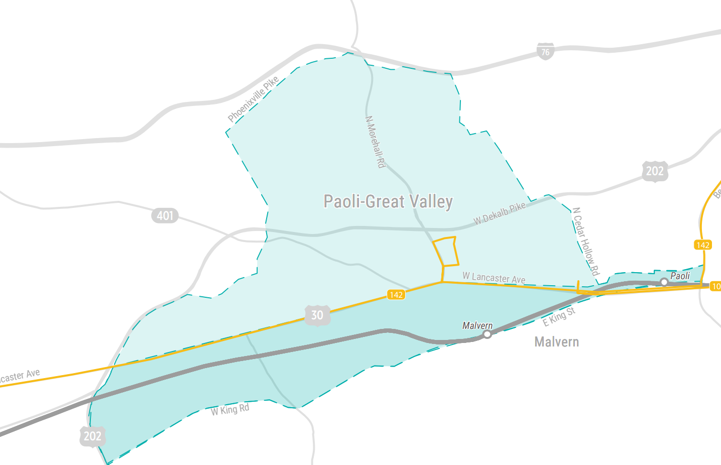 Paoli-Great Valley Zone Map, 2024
