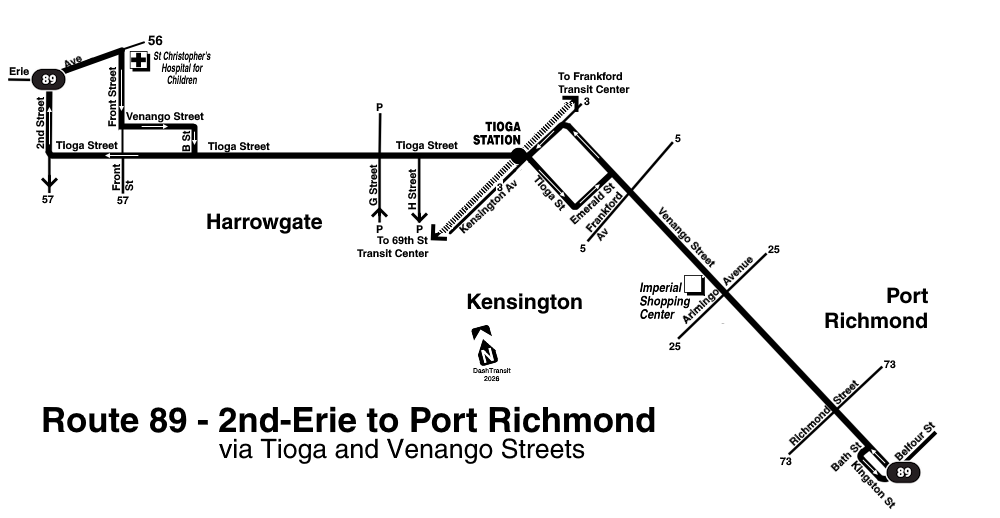 Route 89 Crosstown map, Unofficial by DashTransit