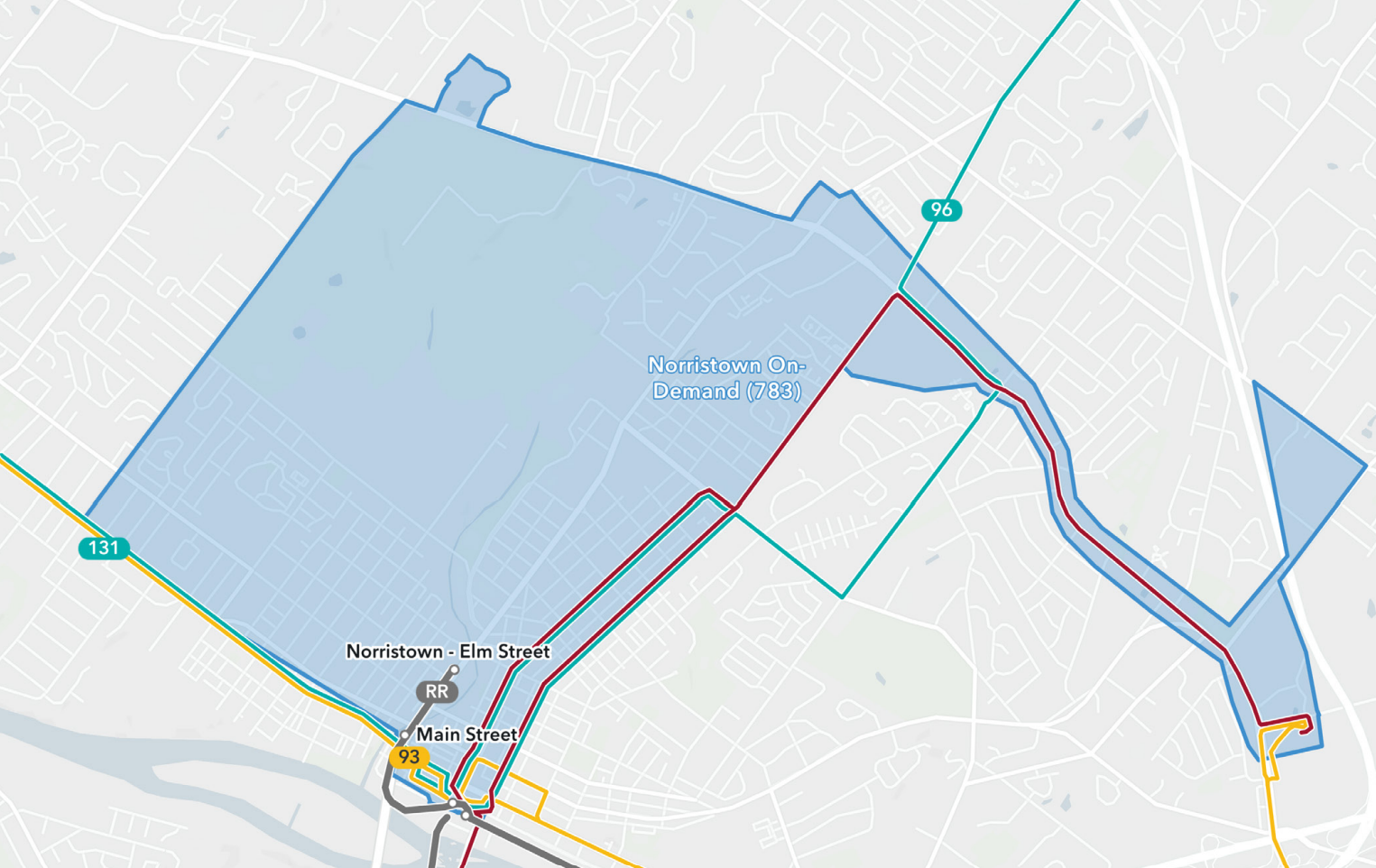 Norristown SEPTA Go Zone map, from the bus revolution 2024